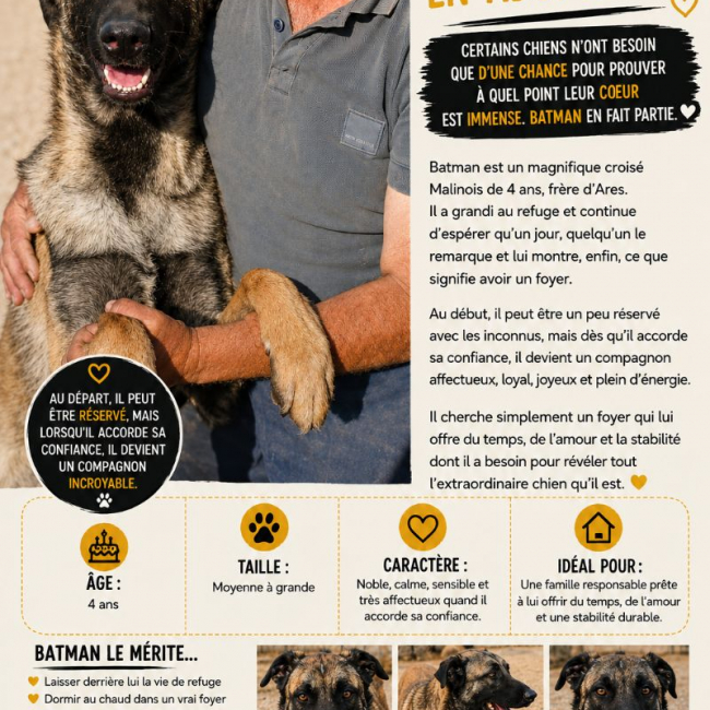 Photo de Batman à l'adoption dans toute la France