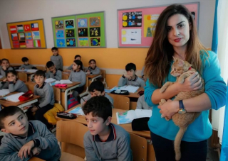 Illustration de l'article : Ce chat errant a élu domicile dans une salle de classe, les élèves l'adorent